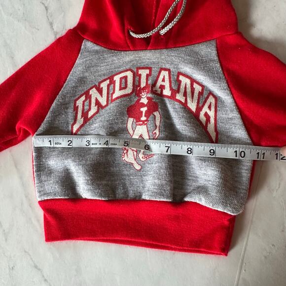 Vintage baby Indiana IU hooded sweatshirt 18 months red gray pullover boys girls - Picture 7 of 8